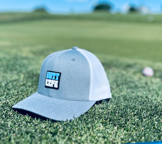 Putt Life Block Trucker Hat LIGHT GRAY / WHITE