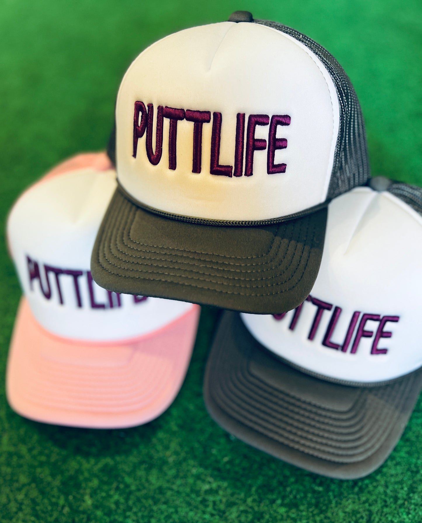 PUTTLIFE Foam Trucker Hat GRAY / WHITE / PURPLE (YOUTH)